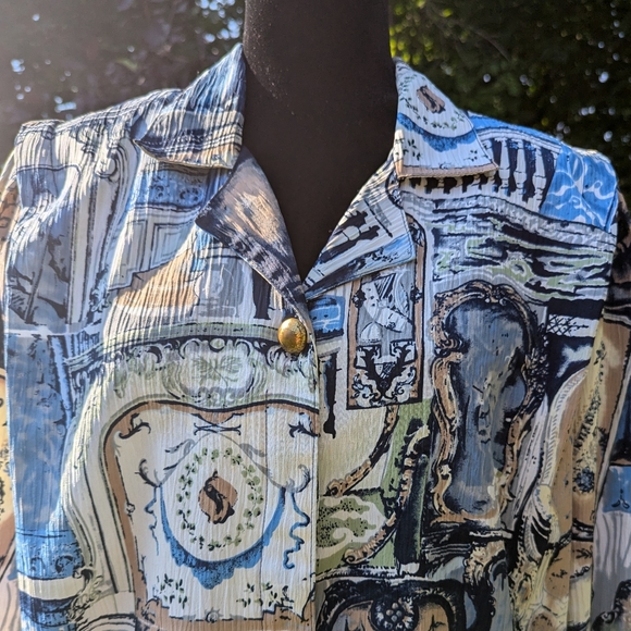 Vintage pattern shirt / light coat - Picture 3 of 8